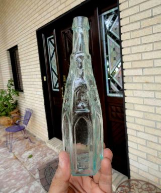 Open Pontil Cathedral Pepper Sauce Bottle 6 Panel Applied Lip Mid 1800’s