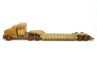 Vintage Wooden 18 Wheeler Semi - Truck Toy Wheels Flat Bed Lowboy 33 " Long