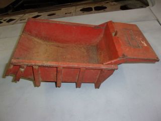 LARGE 1960 ' S BUDDY L RED HYDRAULIC MACK DUMP TRUCK BED PRESSED STEEL 2