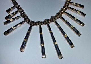 Old Pawn Navajo Handmade Sterling Silver Black And Yellow Onyx Fringe Pendants