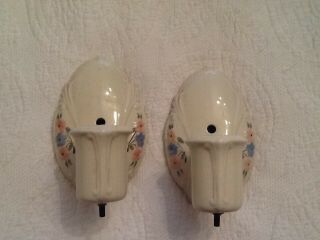 Antique Vintage Pair Porcelain Wall Lamps Lighting Sconces Fixtures Electric