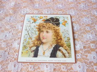Victorian Christmas Card/de La Rue/girl In Fruit Orchard/no.  386