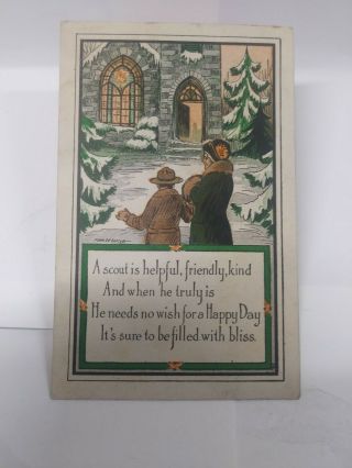 Boy Scout Christmas Card 1918 Official Bsa Issue Designed By Penn De Barthe