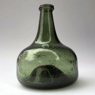 Very Rare Half - Size Dutch Black Glass Onion Wine Bottle.  1730