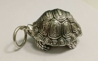 Vintage Sterling Silver Pill Box/pendant Turtle Tortoise Design 29.  2 Grams