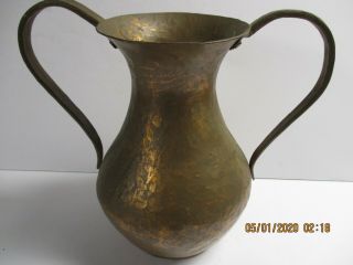Vintage Large Hand Hammered Copper Vase With Handles