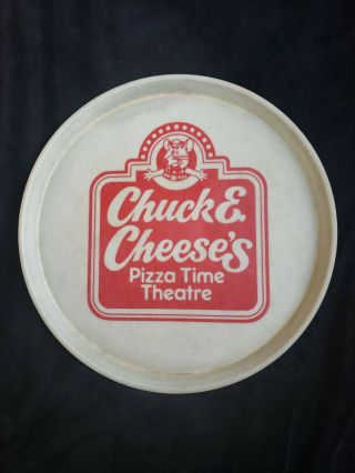 Chuck E Cheese Tray Pizza Time Theatre Round Serving Platter Mouse Camtray Vintg