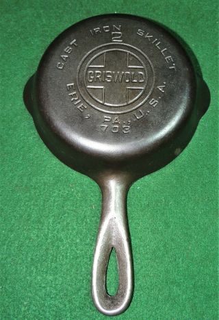 Vintage Griswold No.  2 Cast Iron Skillet P/n 703 - N -