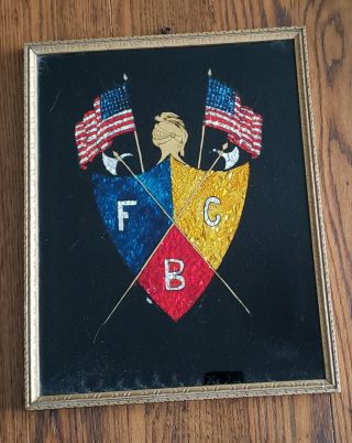 Very Unique Knights Of Pythias Foil Shield Art In Frame 1939