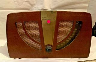 Vintage 1946 Zenith Model 6d030 Am 6 Tube Wood Table Radio