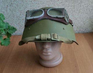 Russian Military Soviet Army Wwii Ssh40 Type Steel Helmet,  Glasses