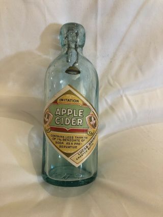 Aqua Hutchinson Soda Bottle Crested Butte Colorado Apple Cider Paper Label