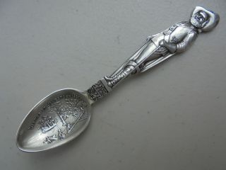 Antique Sterling Silver Souvenir Spoon Captain John Smith Landing At Jamestown