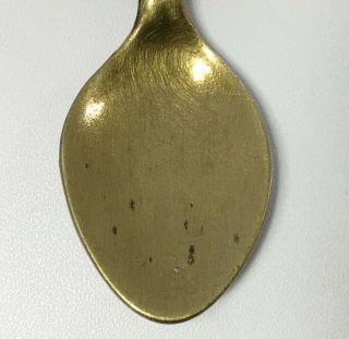 Vtg Leon Guanajuato Mexico Gold Painted Pewter Souvenir Spoon Causeway Arch 3