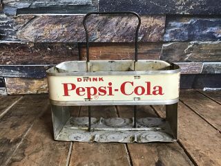 Vintage Metal Drink Pepsi Cola 6 Pack Bottle Carrier Rack Holds 6 Bottles 16oz