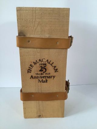 The Macallan Over 25 Years Old Anniversary Malt Wooden Box With Leather Strap