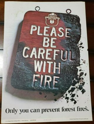 Ont L&f Us Dept Of Agric Forest Fire Sign Wildland Fire Smokey Bear " Be Careful "