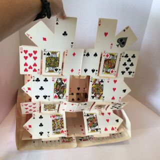 Vintage Magic Trick House Of Cards Three Of Diamonds