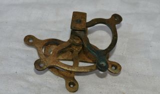 Antique Servants Butlers Bell Pull Brass Crank Bracket With Triple Swinger 6/6