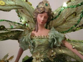 Handmade Fairy Statue Green Fairy Figurine Green Angel Forest Fairy
