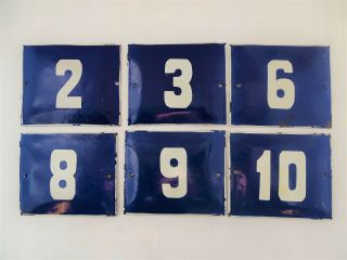 Vintage Enamel Porcelain Sign House Door Number 2,  3,  6,  8,  9,  10 Cobalt Blue