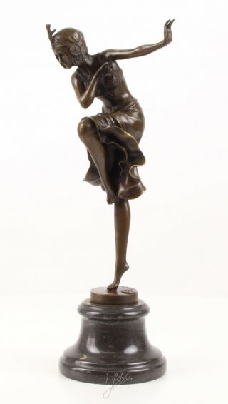 Art Deco Bronze Statue Chiparus Hindu Dancer Signed Figure Hot Cast Figurine
