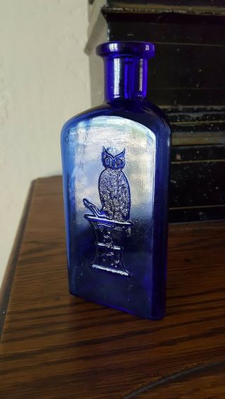 Owl Drug Co.  Cobalt Blue Poison 5 3/4 " Inches Tall.