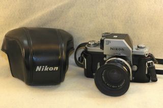 Vintage Nikon F With Light Meter/viewfinder,  Case And 24mm Lens