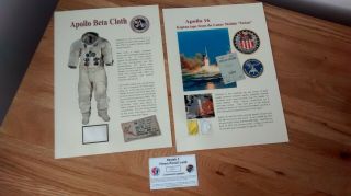 Skylab 3 Flown Pencil Lead,  Apollo Beta Cloth & Apollo 12 Kapton Foil - Nasa