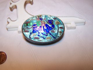 Asian Chinese Sterling Silver 925 Guilloche Enamel Pill Box Hallmarked