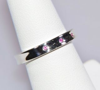Tiffany & Co Sterling Silver Pink Sapphire Band Ring Size 6.  5