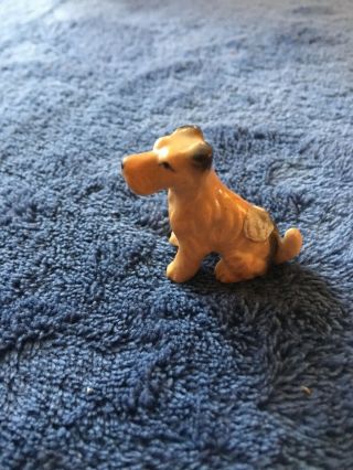 Vintage Porcelain Miniature Dog Figurine Made In Japan Brown Terrier ?