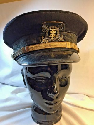Bsa Vintage Skipper Bullion Wool Sea Scout Hat Size 7 1/4 Helmet Brand Gc,