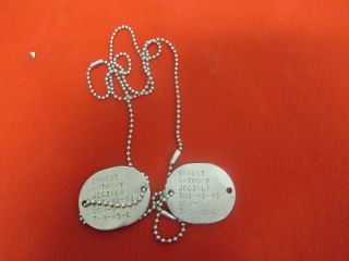 Wwii Us Navy Late War Dog Tags On Large And Small Beaded Chain