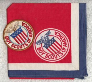 H924 8th World Scout Jamboree 1955 - Usa Contingent Patch And Neckerchief Set
