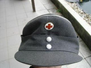 Ww2 German War Time / Postwar Medic Cap Hat With Red Cross Badge
