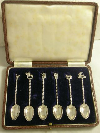 Boxed Set 6 1915 George V Silver Coffee Spoons 56 Grams Thomas Bradbury