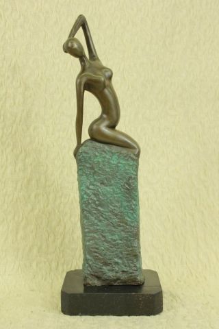 Abstract Modern Art Nude Female Figure Bronze Sculpture Signed 14 " X 5 "