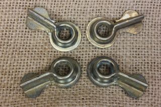 4 Old Half Bow Tie Turn Latches Cabinet Vintage 1 1/4” Glass Mirror Panel Keeper