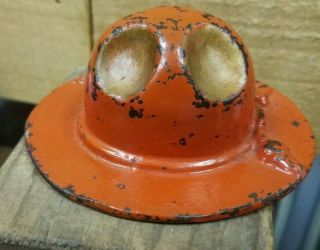VINTAGE ORANGE HAT PAPERWEIGHT THE ECLIPSE LAWN MOWER CO CAST IRON ADVERTISING 2