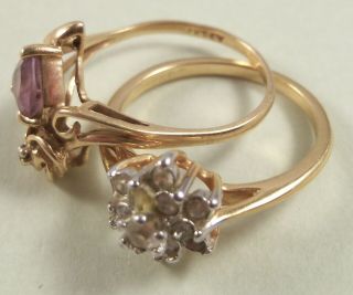 Vintage 14k 18k Yellow Gold Ring 5.  4 Grams Size 9 Amethyst Heart Scrap Or Not ?