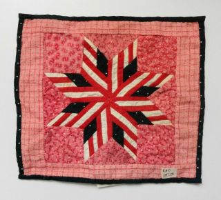 1989 Kate Adams Miniature Antique Fabric Quilt Flag Star Design 1 Of 4 Signed