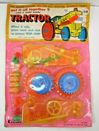 Vintage 1972 Chemtoy Put Together See Through Tractor On Card 1970 