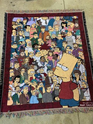 Simpsons Springfield Usa Woven Tapestry Throw Blanket Mohawk 2001