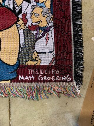SIMPSONS SPRINGFIELD USA Woven TAPESTRY THROW Blanket Mohawk 2001 2