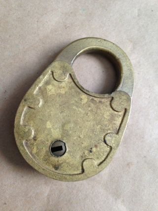 Antique Eagle Lock Co Brass Padlock No Key 3