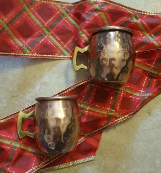 Set Of Two - Pier One Copper Moscow Mule Ornaments Or Shot Mugs