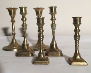 Vintage 3 Lovely Pairs English Small Brass Candlestick Christmas Stocking Filler