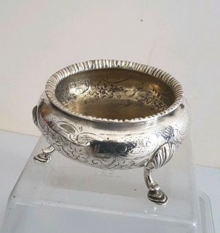 Crested,  Victorian Antique Solid Silver Cauldron Shape Salt Cellar.  Lon.  1867.