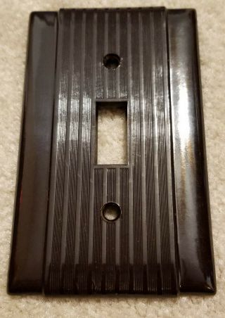 Vintage Mcm Uniline Bakelite Ribbed Lines Single Wall Light Switch Plate Cover